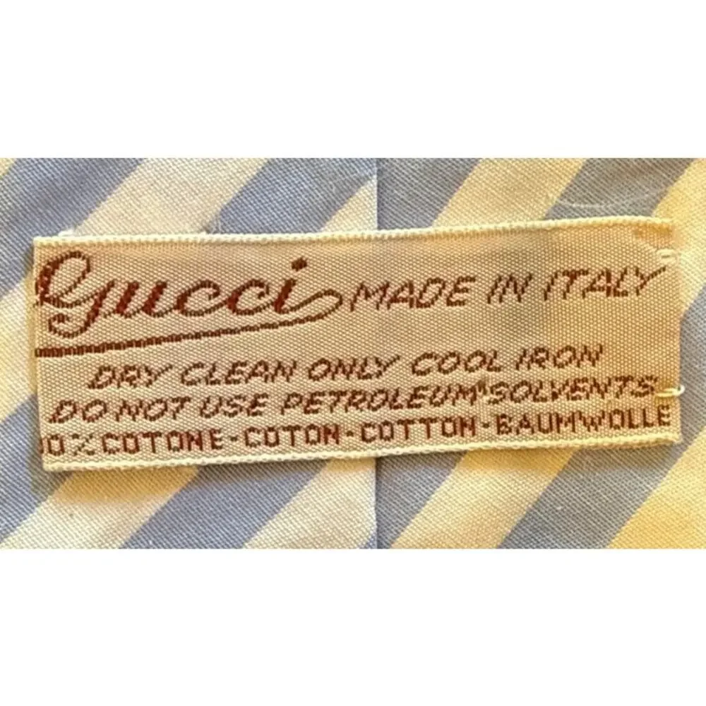 Gucci Cotton Blue & Cream Repp Necktie 56” L 3” Wide Tie Made in Italy